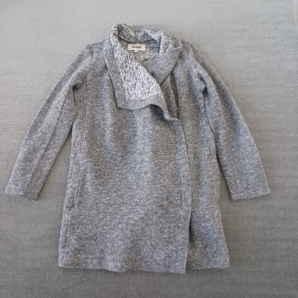 BB Dakota Coat‎ Womens M Gray Maggie Brushed Fleece Drape Collar Casual Stretch